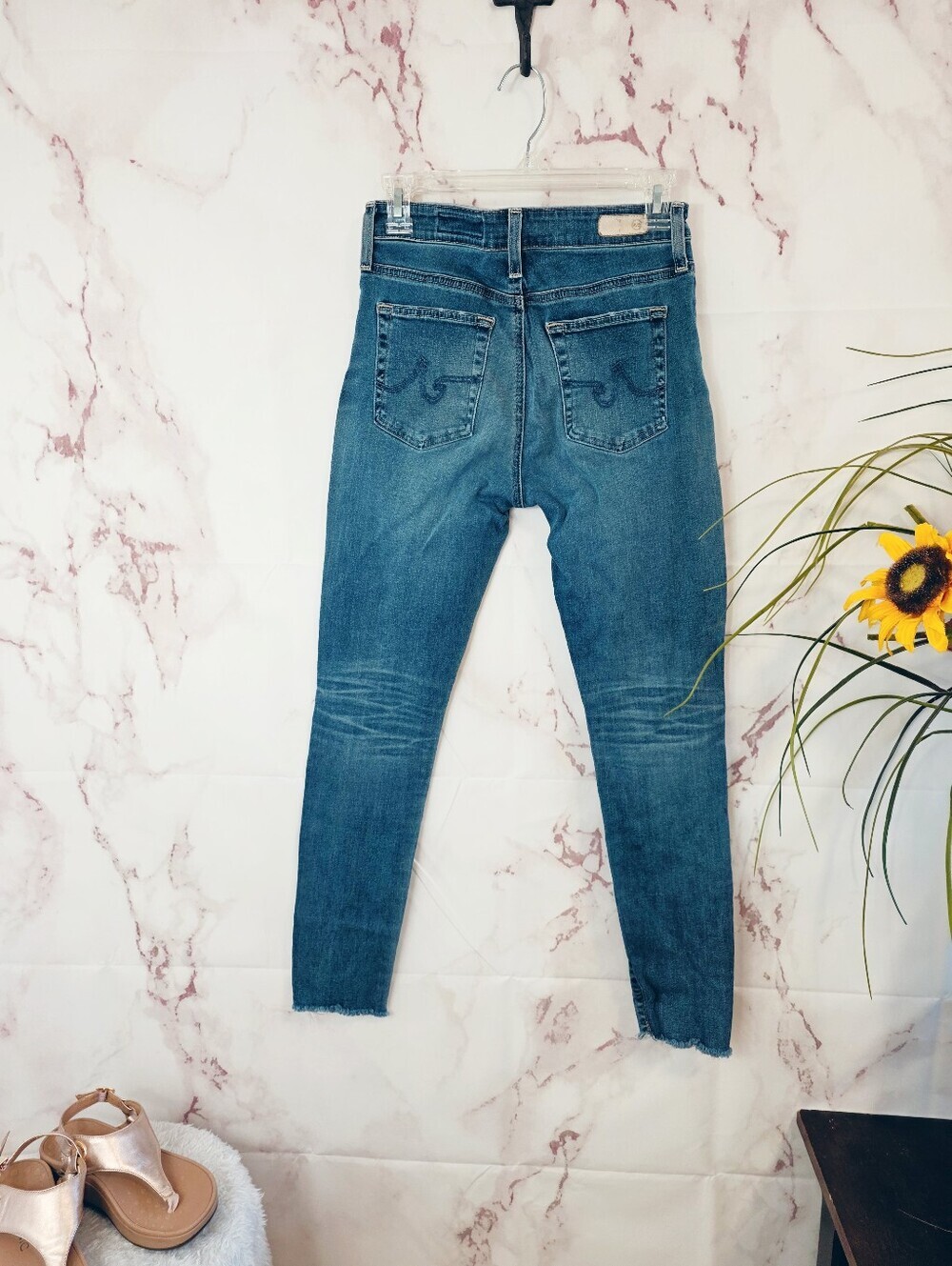 AG Adriano Goldschmied Women’s Distressed Skinny Jeans Medium Wash 27R - Picture 4 of 6